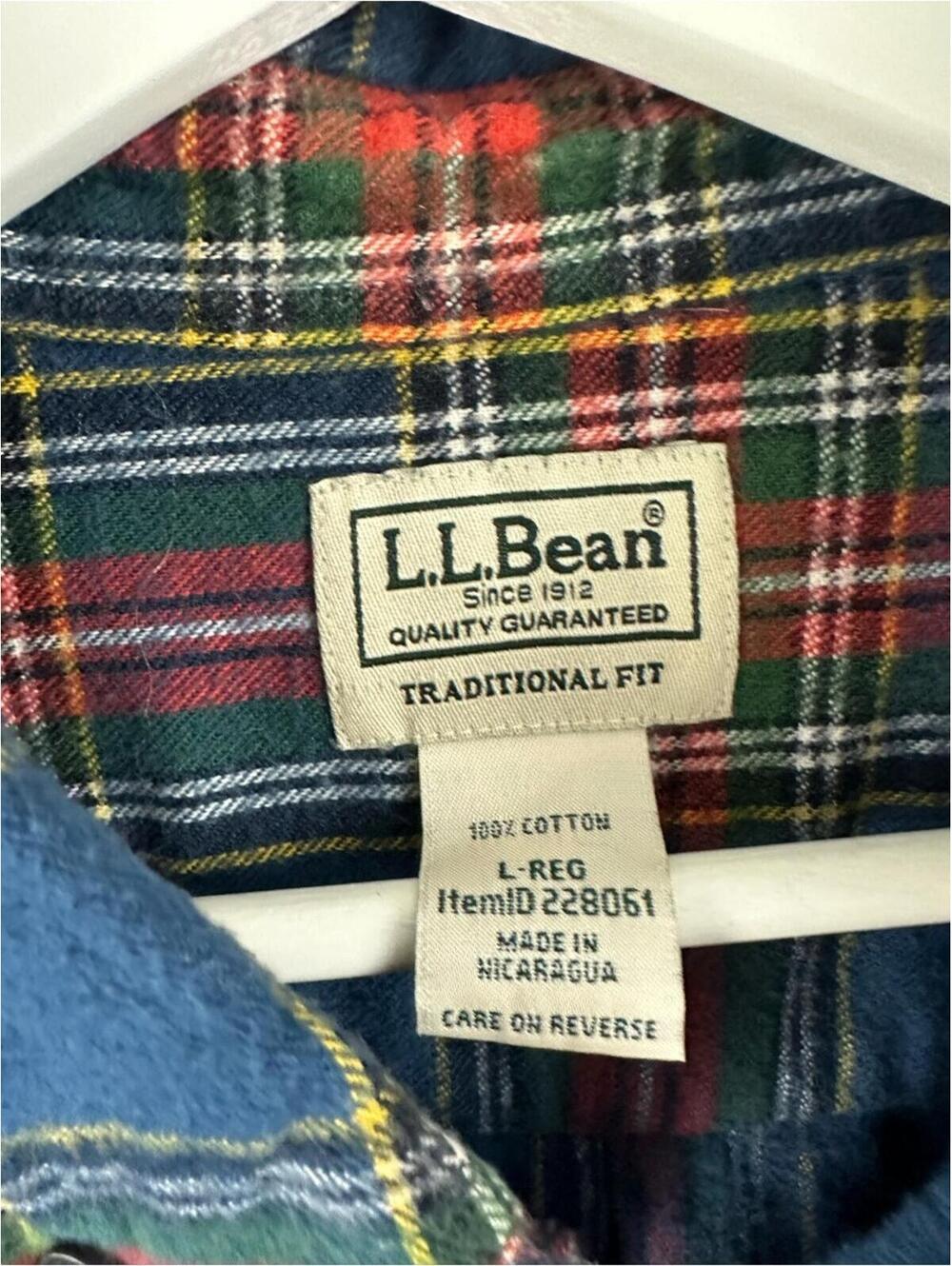 L.L. BEAN SCOTCH PLAID FLANNEL SHIRT MEN'S SIZE L - Picture 3 of 4